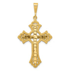14K Gold Diamond-Cut Celtic Cross Pendant with Elegant Textured Design