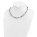 Sterling Silver Rhodium-plated Polished and Textured Necklace