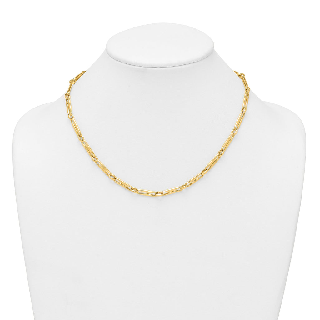 14k Polished 5mm Fancy Long and Round Link 18 inch Necklace