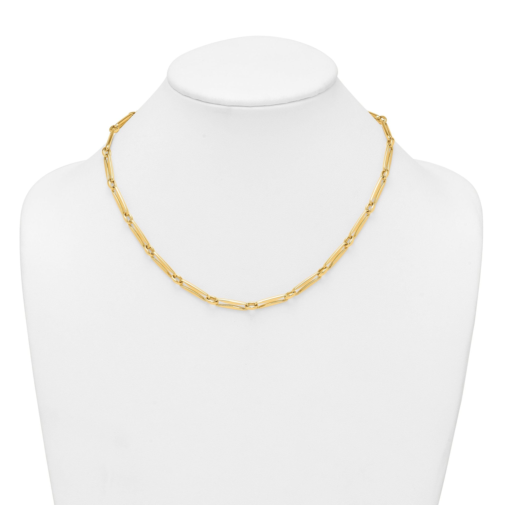 14k Polished 5mm Fancy Long and Round Link 18 inch Necklace