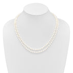 14k 5-6mm White Near Round Freshwater Cultured Pearl Double Strand 18 inch Necklace