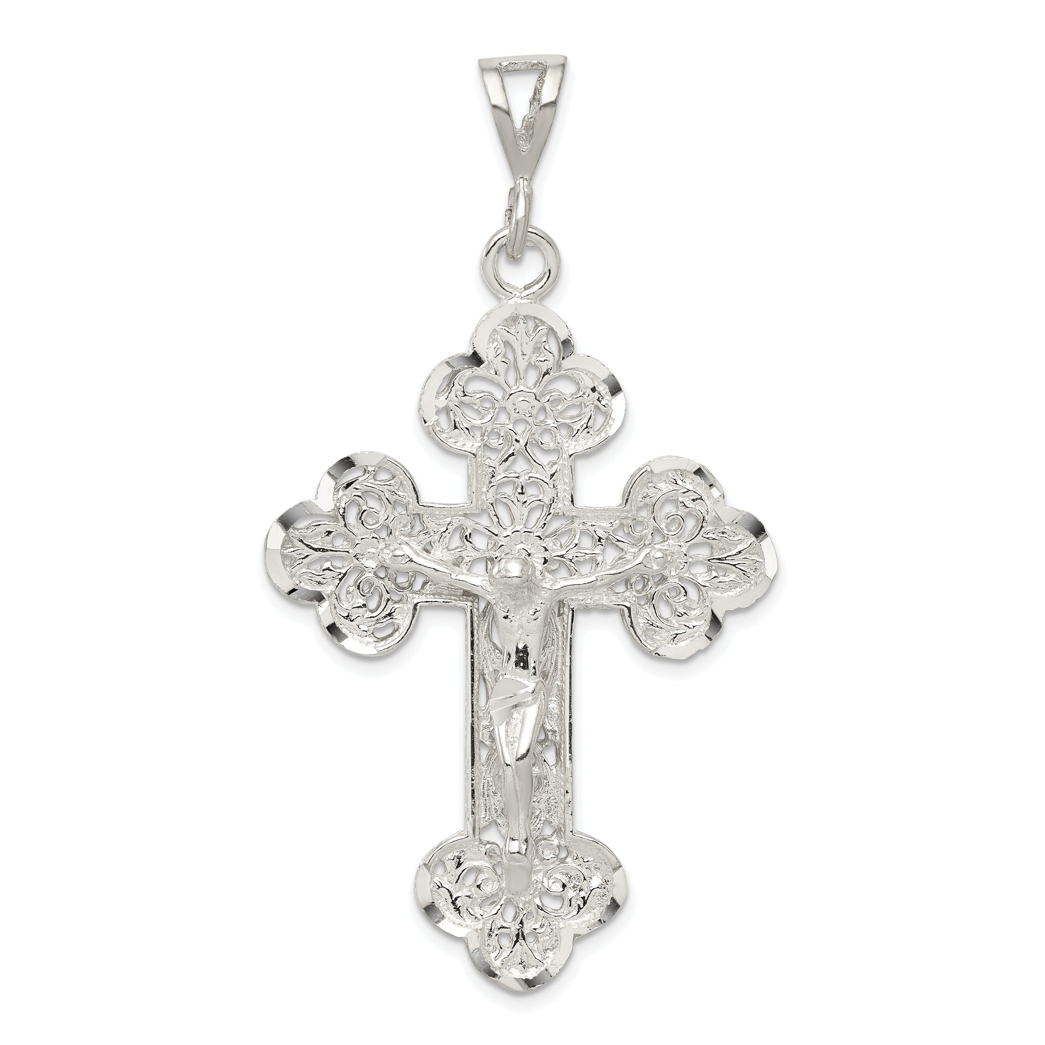 Sterling Silver 925 Polished Crucifix Pendant with Anti-Tarnish Finish Main image