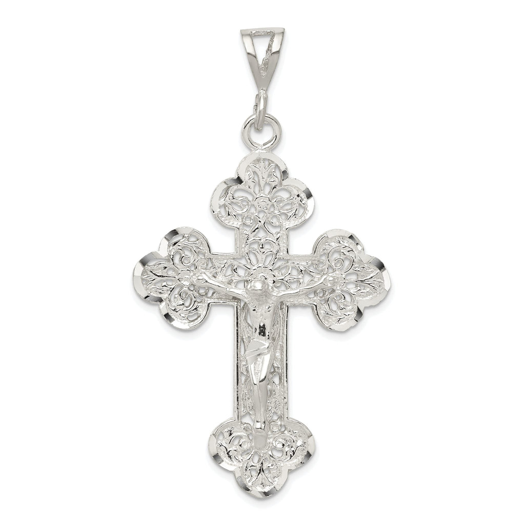 Sterling Silver 925 Polished Crucifix Pendant with Anti-Tarnish Finish