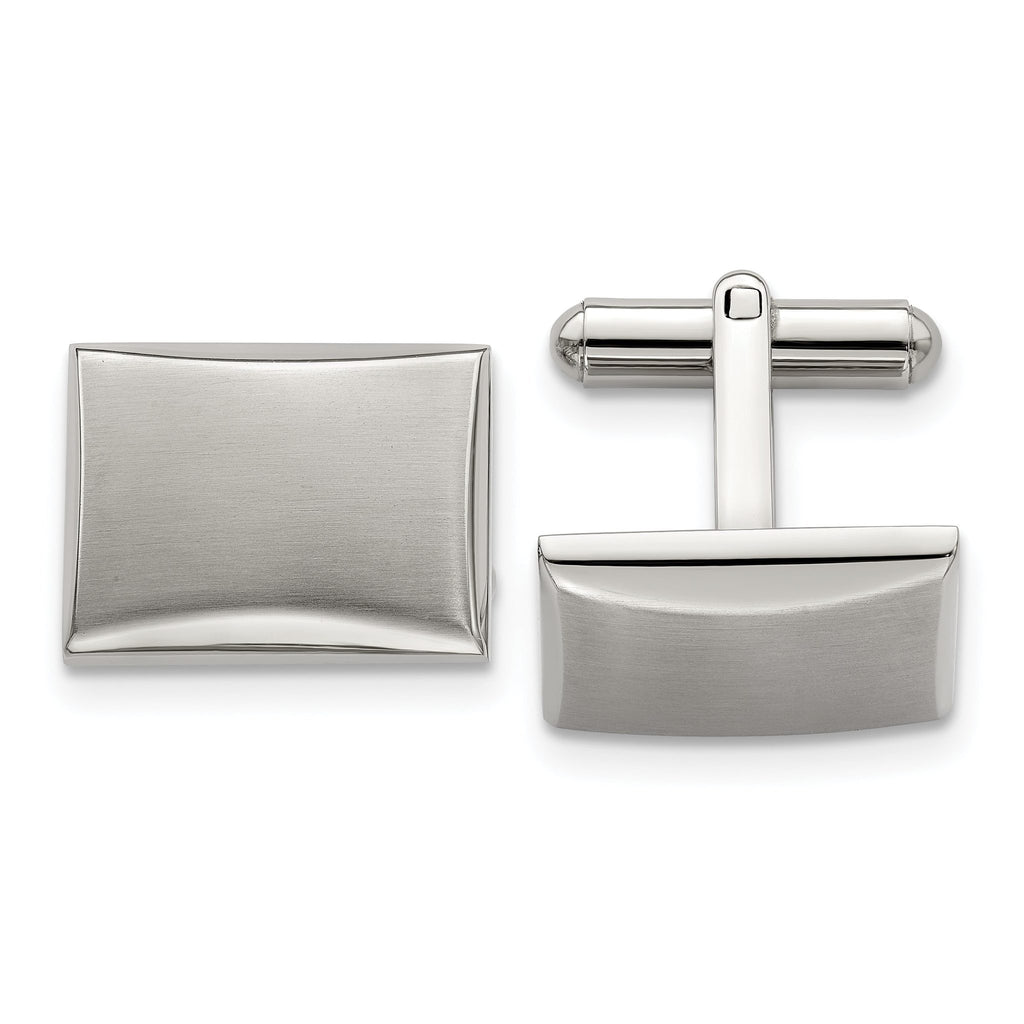 Stainless Steel Brushed & Polished Rectangle Cuff Links