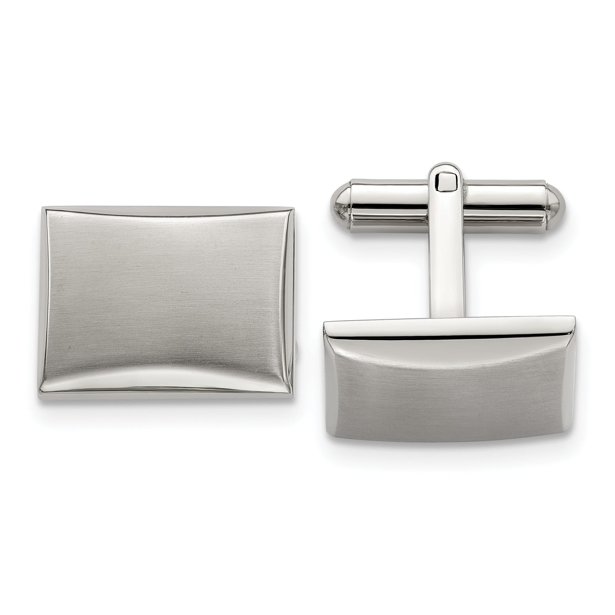 Stainless Steel Brushed & Polished Rectangle Cuff Links