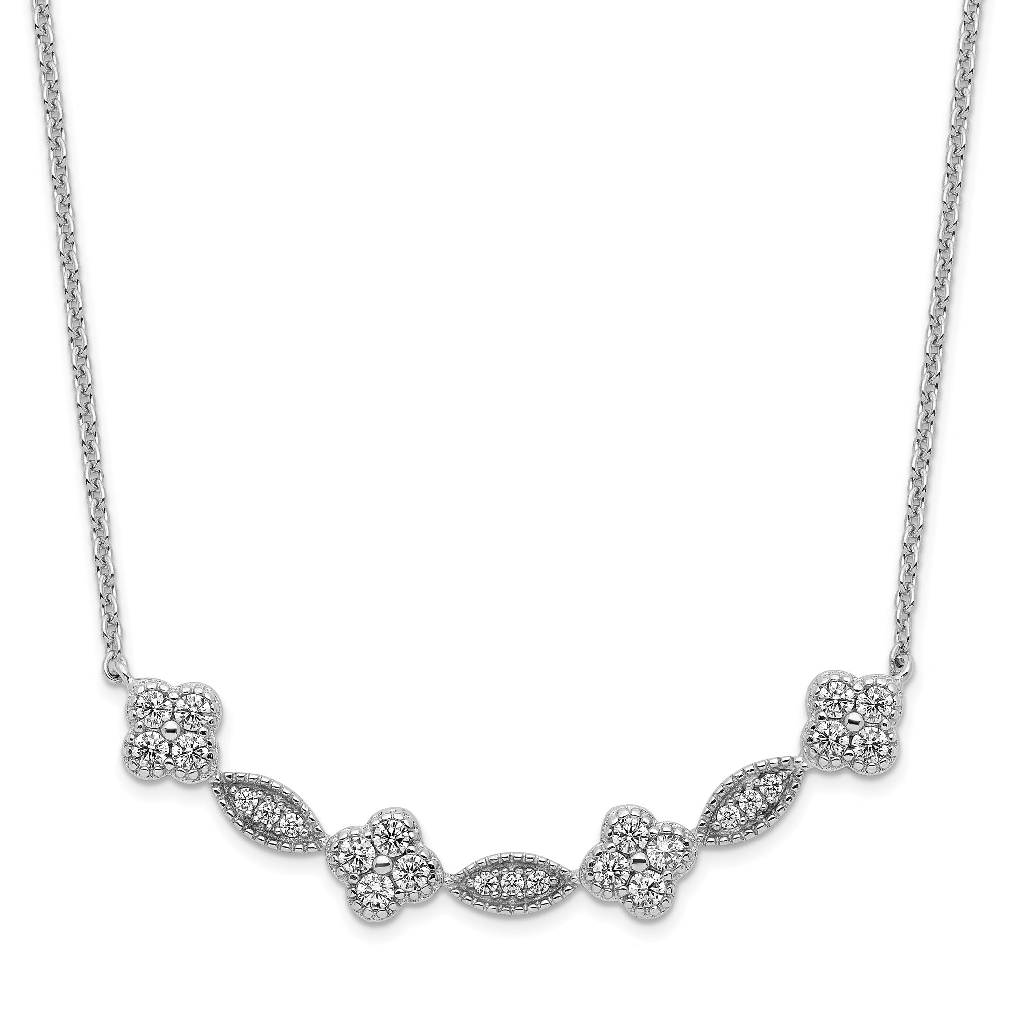 Sterling Silver Rhodium-plated Polished Fancy CZ Necklace Main image