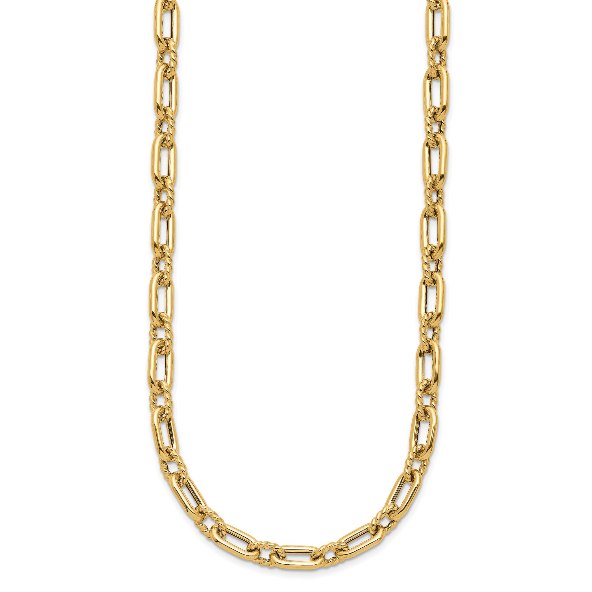 14K Polished & Textured Fancy Link Necklace Secondary image