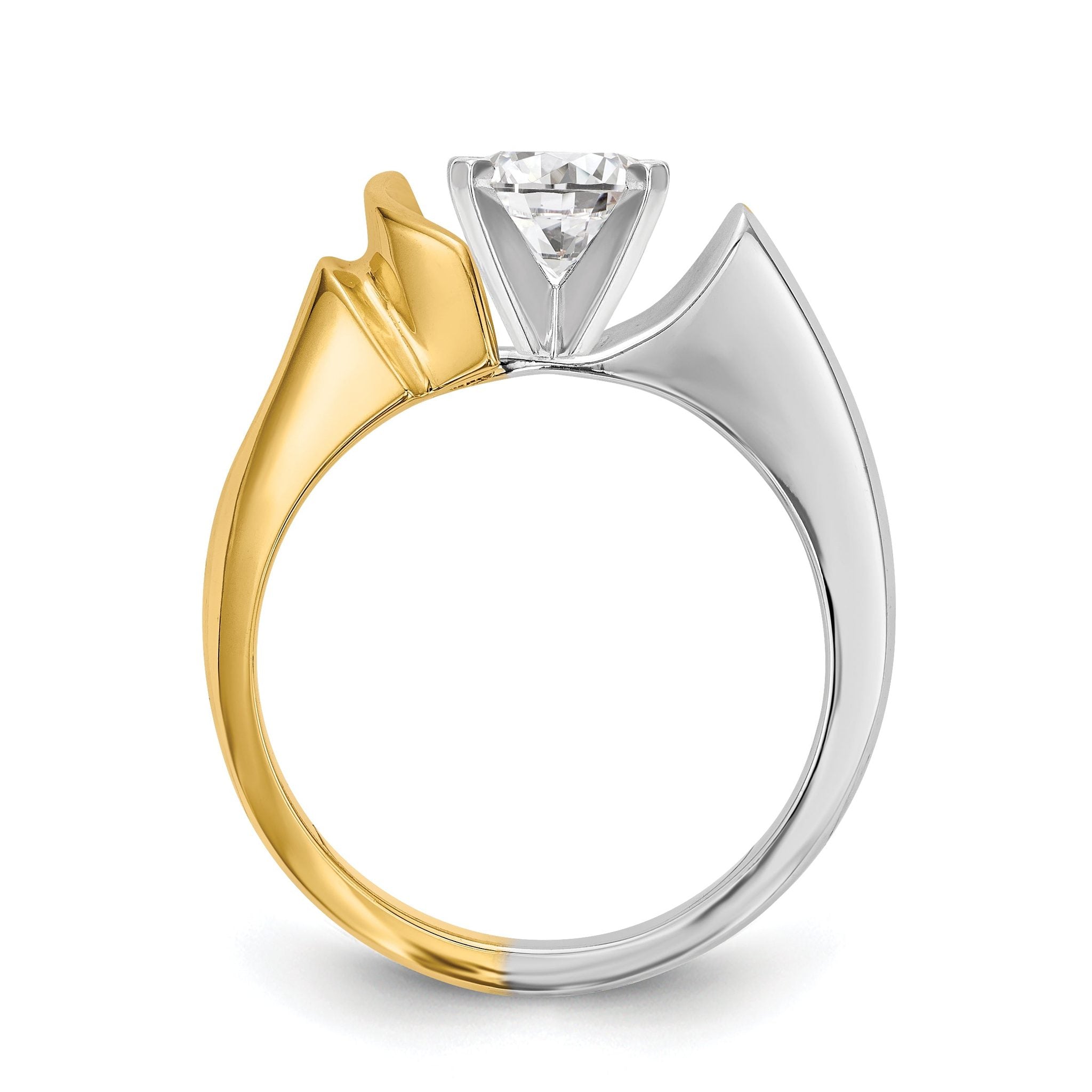 14K Two-tone Peg Set Solitaire Engagement Ring Mounting Secondary image