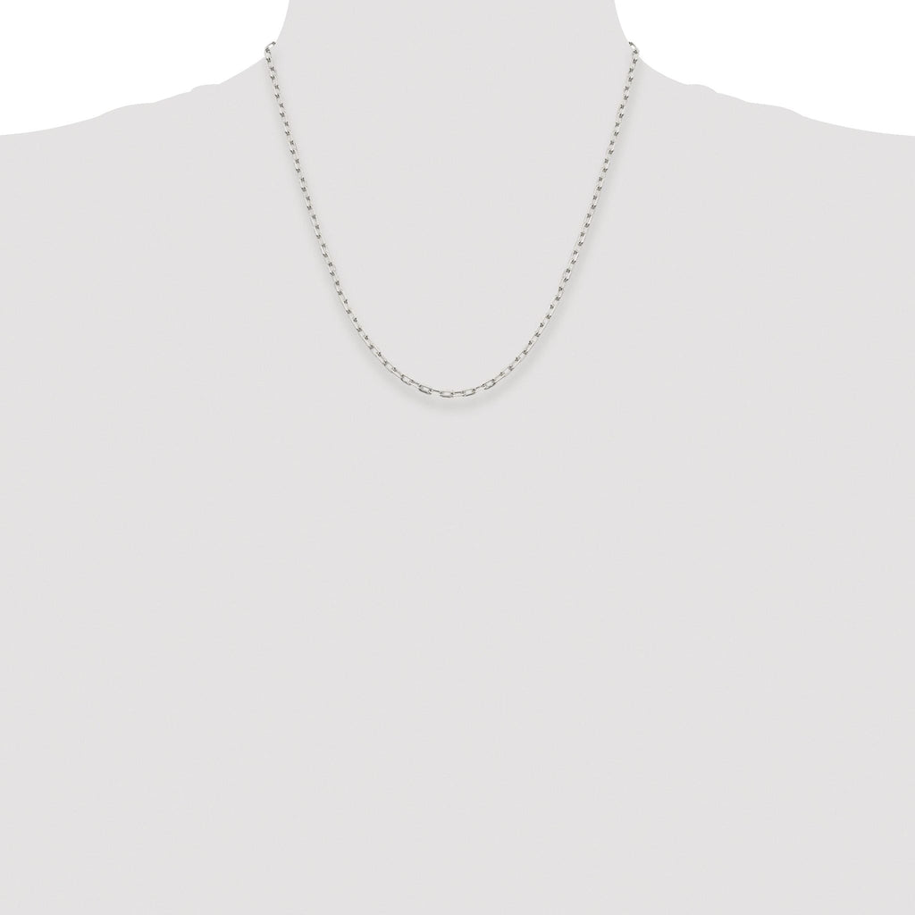 Elongated Open Link Chain Necklace in Sterling Silver, 2.75mm