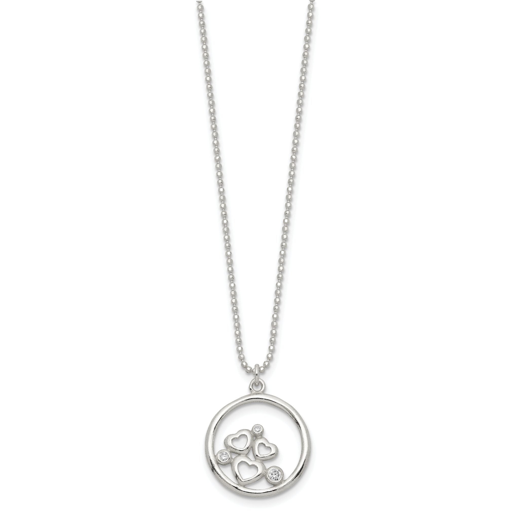 Sterling Silver Polished CZ Heart Necklace Secondary image
