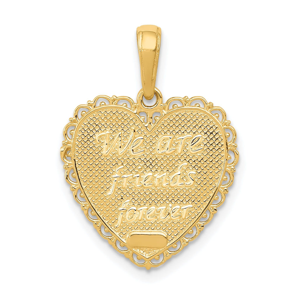 14K Gold Reversible Sister-Friends Forever Pendant Casted Solid Design