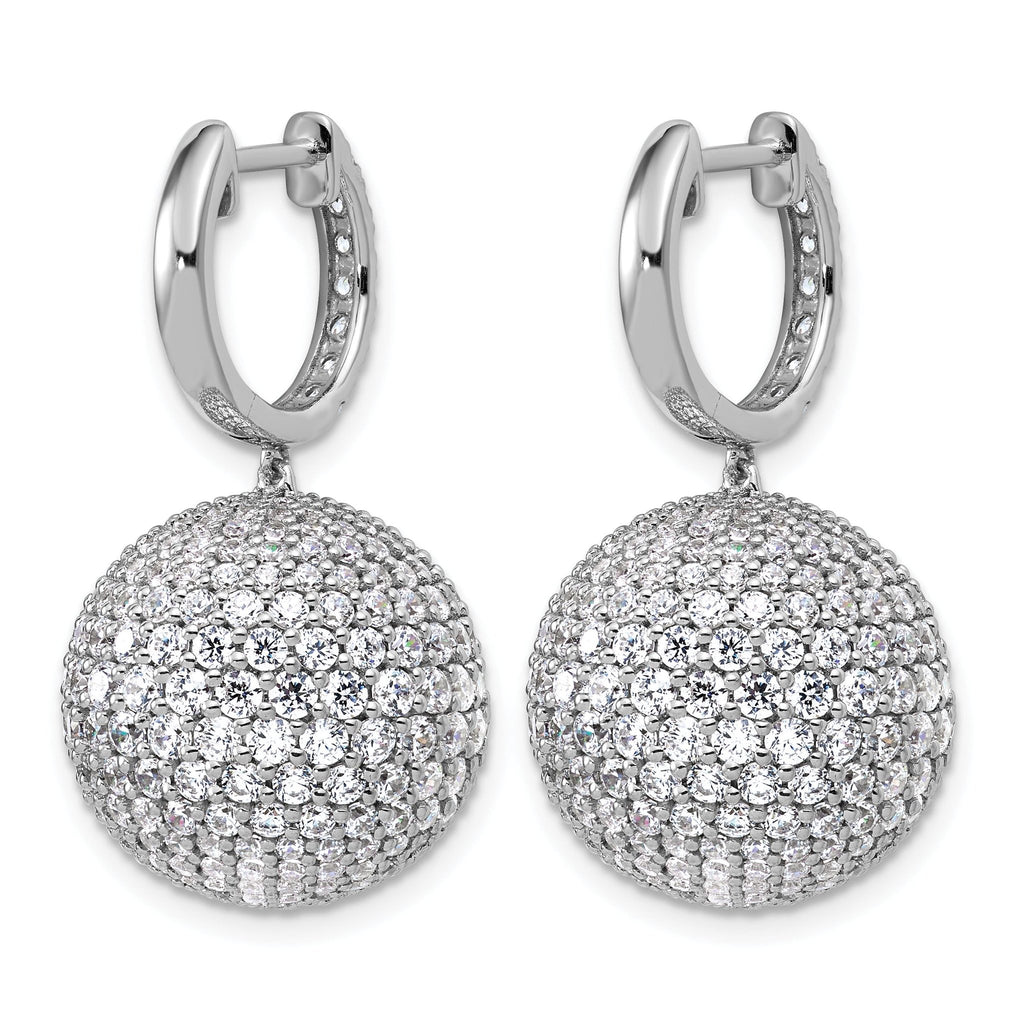 14k White Gold 9 1/2 carat Lab Grown Diamond VS+ F+ Pave Ball Complete Dangle Hoop Earrings