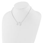 Sterling Silver RH-plated CZ Heart Moveable 16.25in w/2in ext Necklace