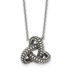 Sterling Silver Polished and Antiqued Beaded Trinity Charm 16 inch Necklace