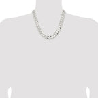 Sterling Silver Rhodium-plated 14.0mm Concave Beveled Curb Chain
