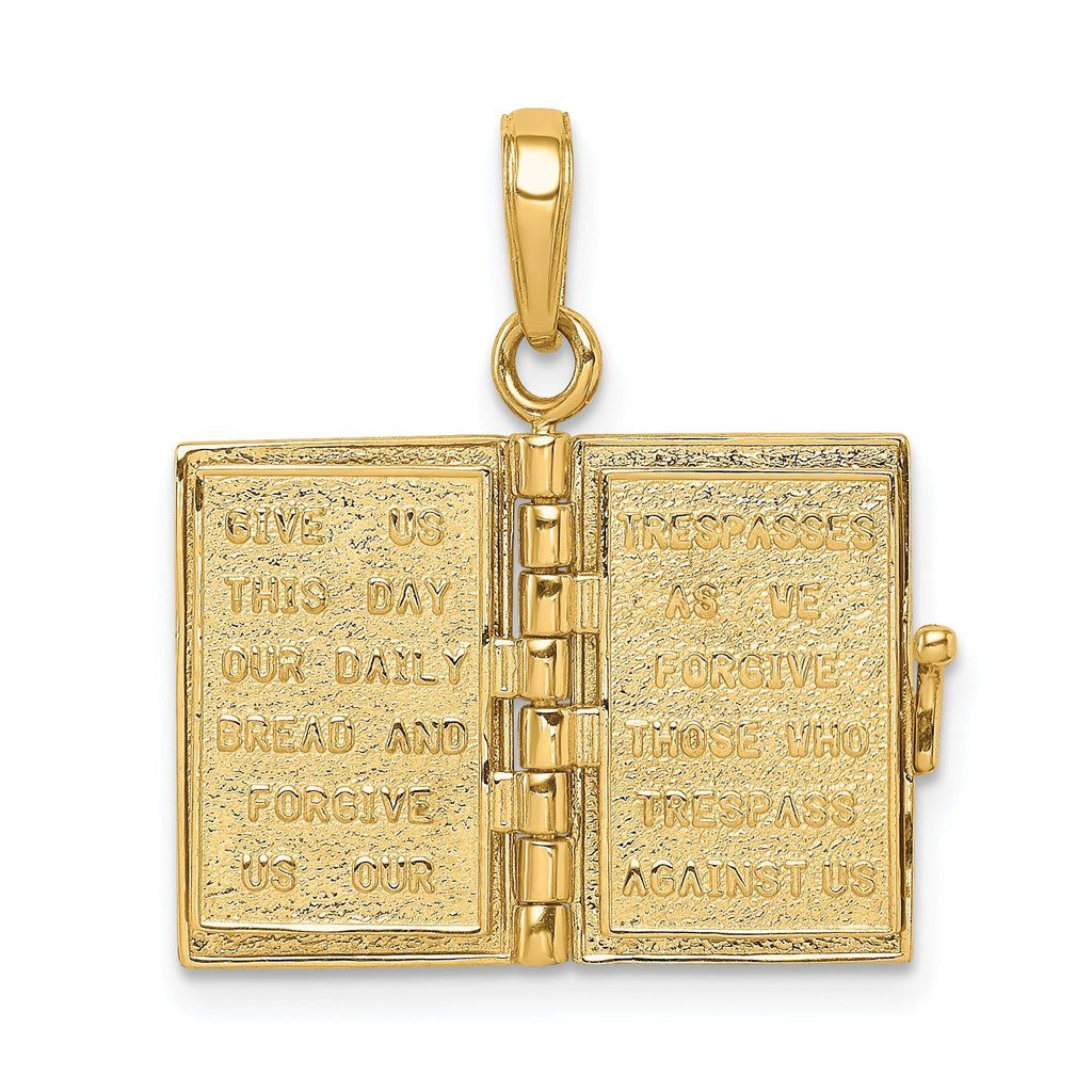 14K Gold 3D Lord's Prayer Bible Pendant  Solid, Casted Design