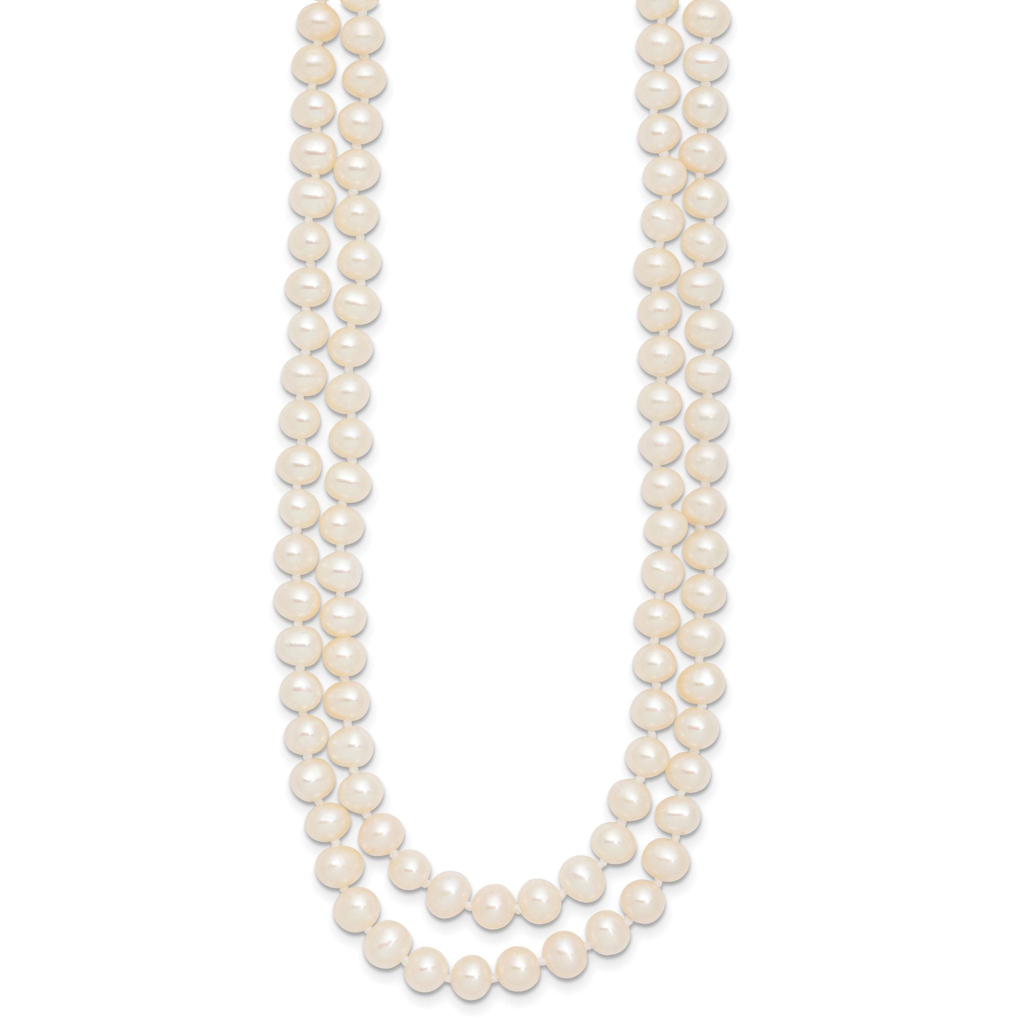 14K Gold Filled 5-6mm White Cultured Freshwater Pearl 2-Strand Necklace
