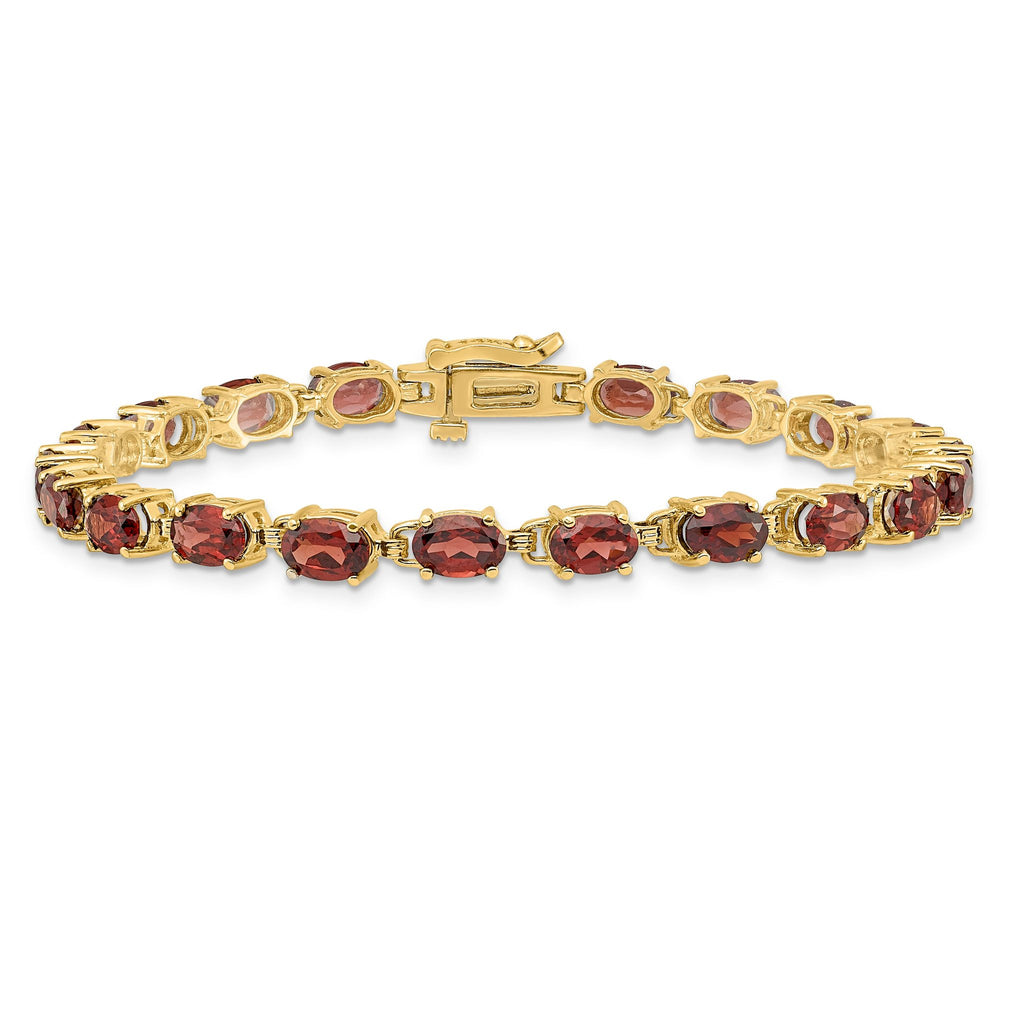 14k 6x4mm Oval Garnet Bracelet