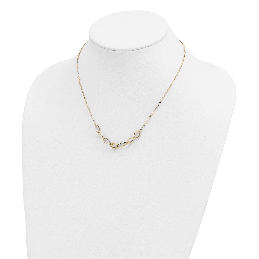 Sophia Jewelers 14K Gold Fancy Link Necklace with Polished Texture
