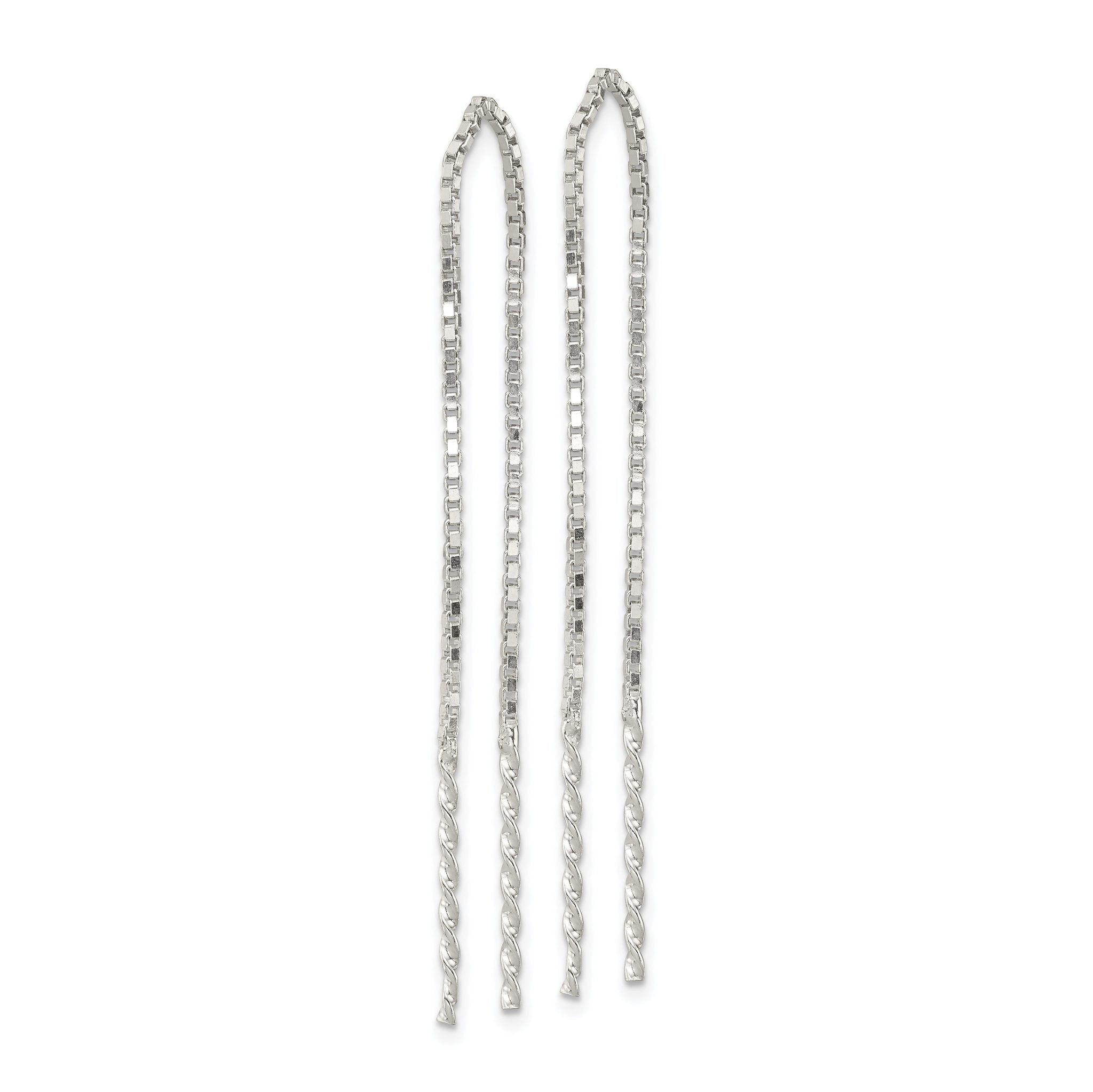 Sterling Silver Polished Twisted Spiral Bar Threader Earrings Secondary image