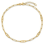 14K Fancy Paperclip Link 9 inch Plus 1 inch Extender - Total 10 inch Anklet