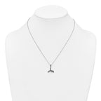 Sterling Silver Rhodium-plated Polished and Oxidized Filigree Whale Tail 18 Inch Necklace