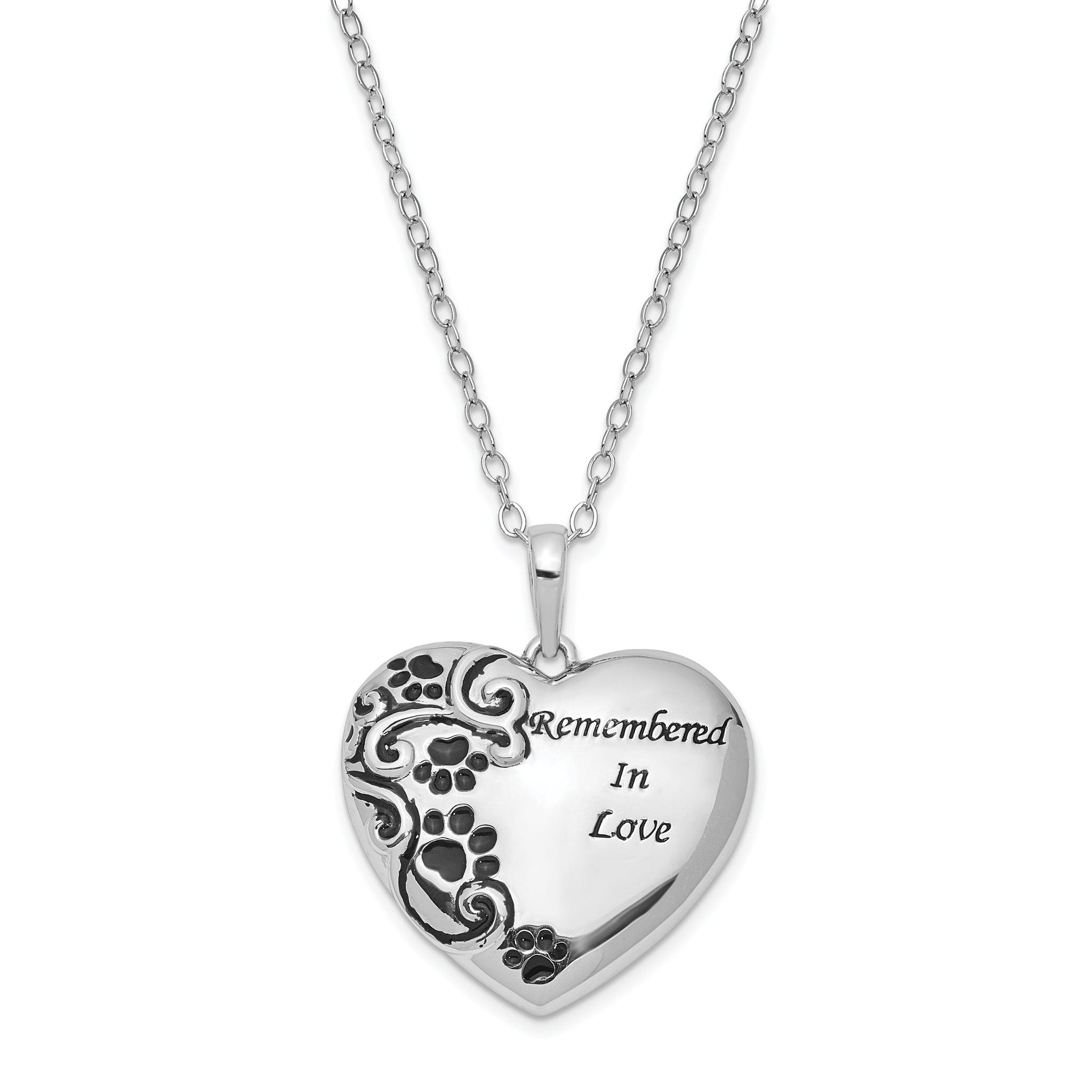 Sentimental Expressions Sterling Silver Rhodium-plated Antiqued Pet Ash Holder 18 Inch Necklace Main image