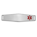 14K White Gold Medical ID Bracelet with Engravable Red Enamel Accent
