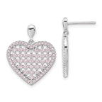 Sophia Jewelers Sterling Silver Pink CZ Heart Dangle Earrings Polished Finish
