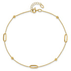 14K Ovals and Beads 9 inch Plus 1 inch Extender - Total 10 inch Anklet