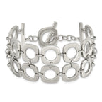 Stainless Steel Polished Double Row Square Toggle Bracelet for Women