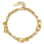 14K Polished and Satin Fancy Link with 1in ext. Bracelet