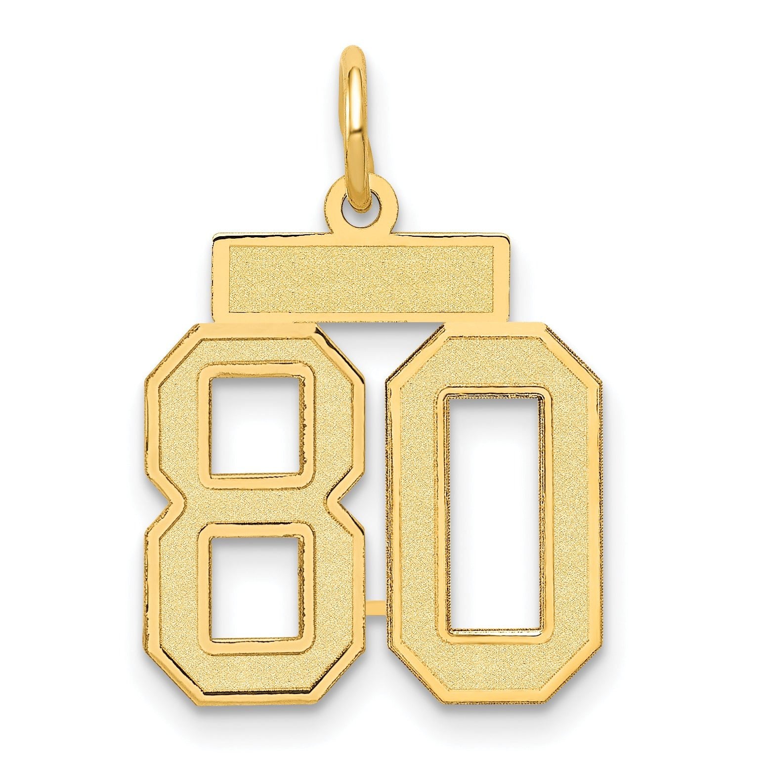 14K Gold Small Satin Number 80 Charm with Brushed Finish Main image