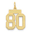 14K Gold Small Satin Number 80 Charm with Brushed Finish