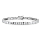 Sterling Shimmer Sterling Silver Rhodium-plated Square 3mm x 3mm CZ 61 Stone 8 inch Bracelet