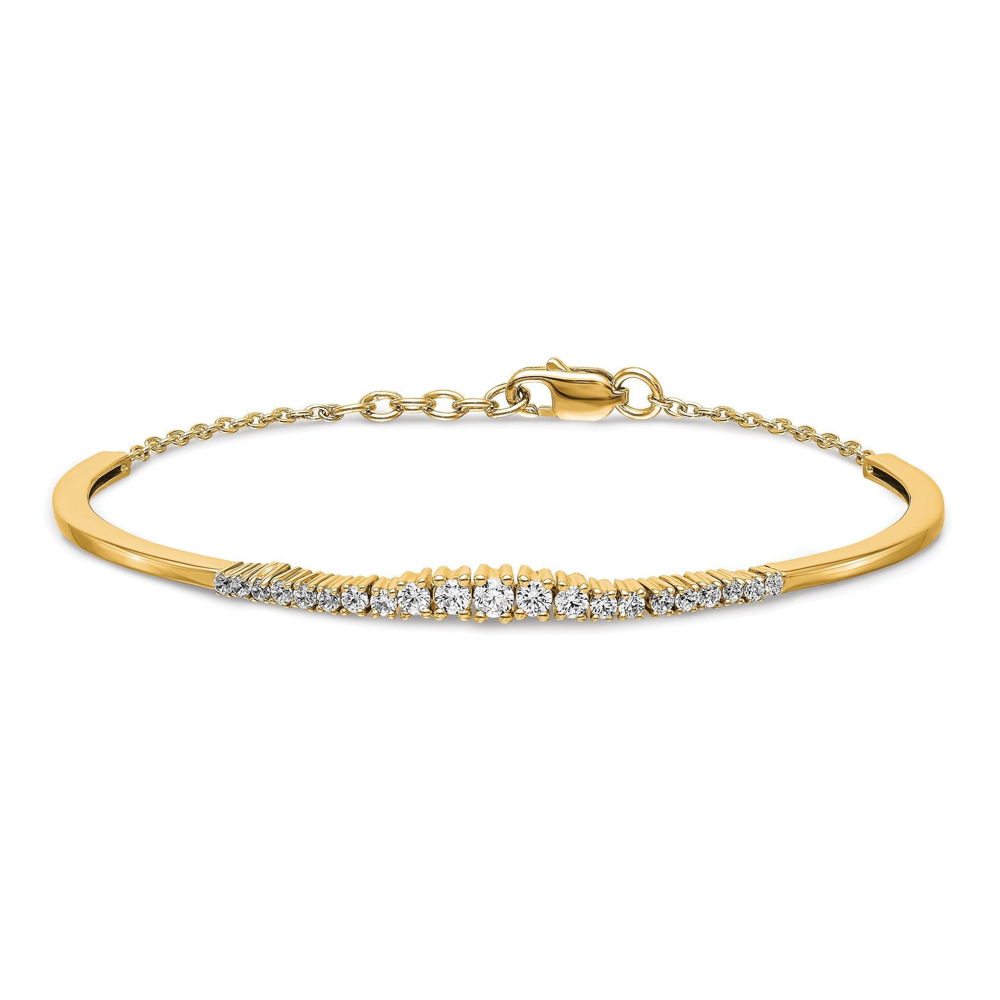 14k 3/4 carat Lab Grown Diamond VS/SI+ G+ Graduated Bangle Bracelet Secondary image