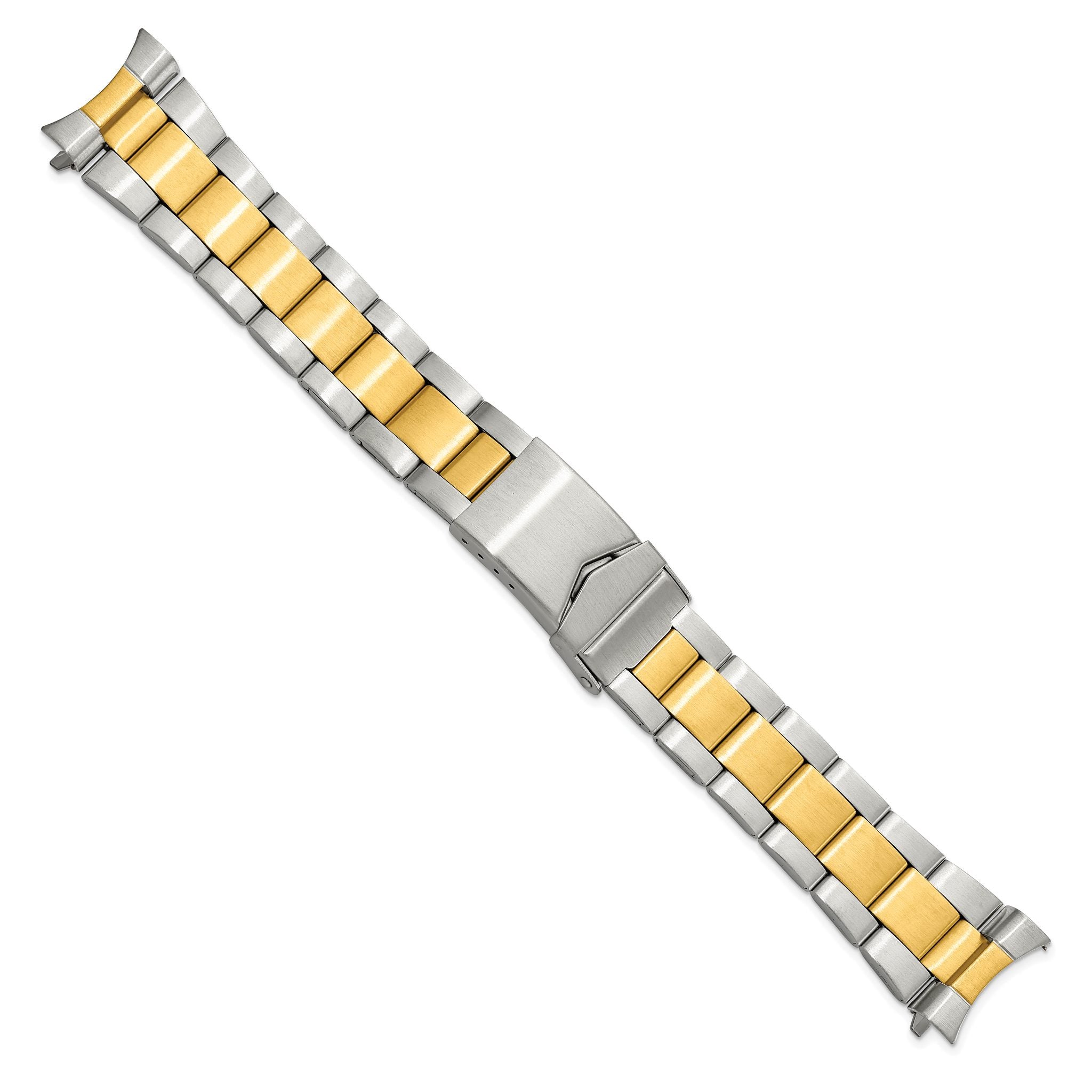 Two-Tone Oyster-Style Watch Band in Stainless Steel, 18-20mm