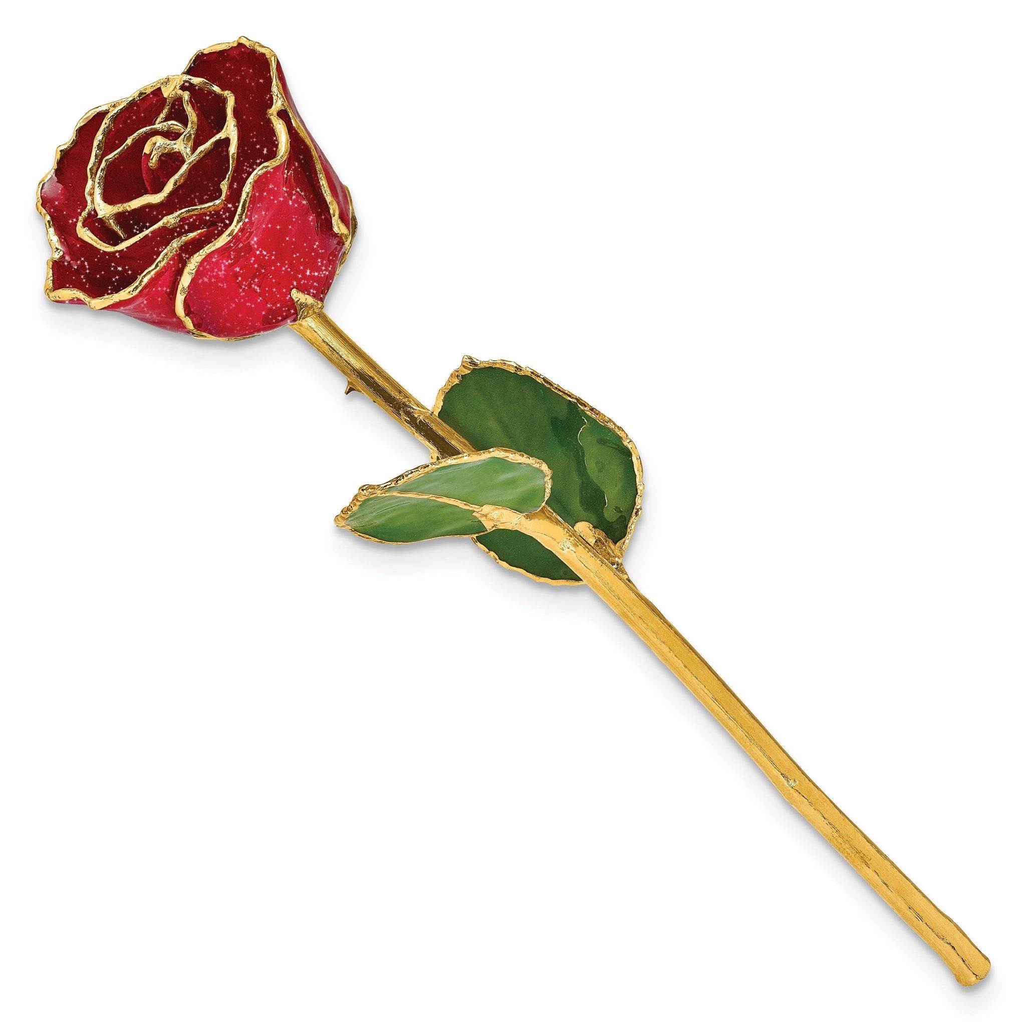 Red Lacquer Dipped Gold Trimmed with Glitter Real Rose Secondary image