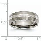 Grooved Inlay Wedding Band in Titanium & Sterling Silver, 7mm