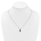 Shey Couture Sterling Silver Rhodium-plated w/14k Accent Checker-cut Cushion Amethyst and .04ct Diamond 18 inch with 2 inch Extension Necklace