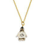 Luxury Giftware by Jere Pewter Bejeweled Crystals Gold-tone Enameled PEEPS Baby Penguin Trinket Box with Matching 18 Inch Necklace