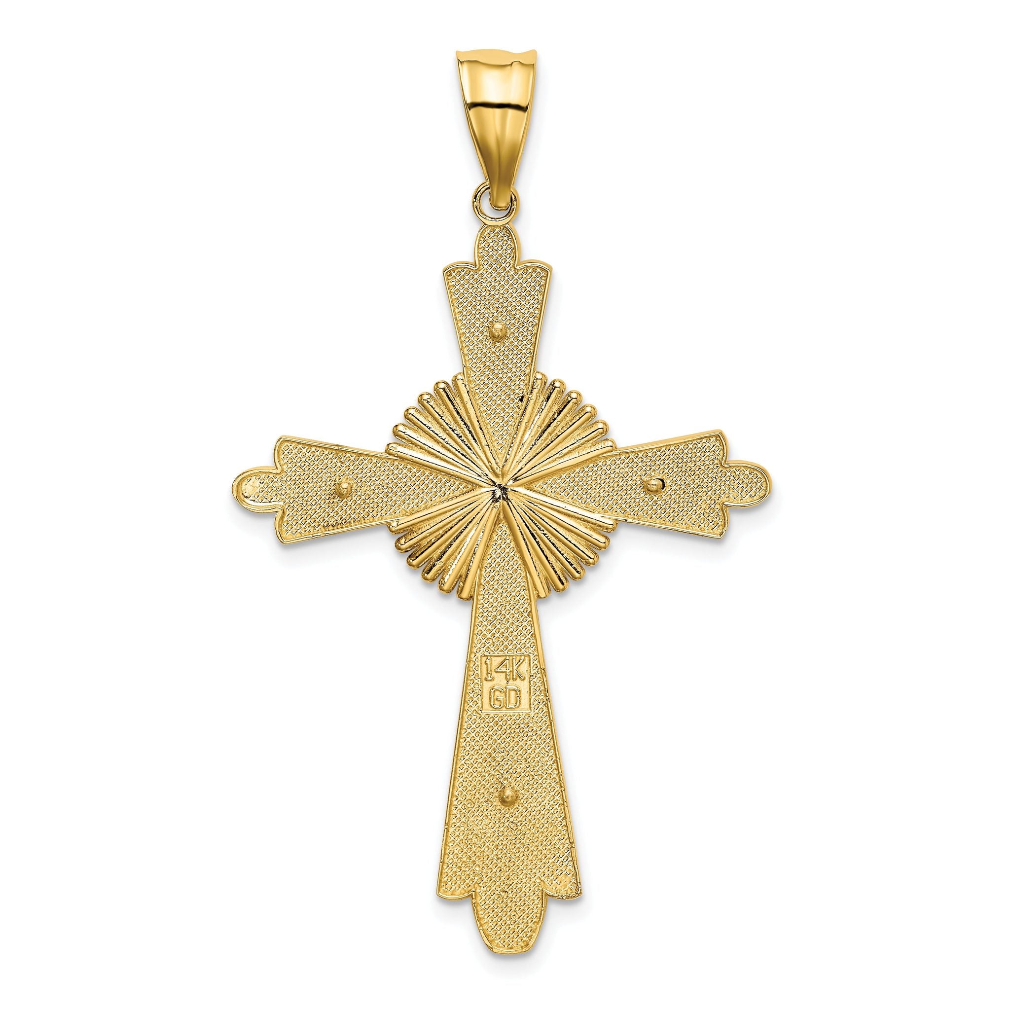 14K Two-Tone Gold Polished Cross Pendant with Solid Cast Design