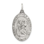 Sterling Silver 925 St. Christopher Baseball Medal with Antiqued Finish Staple for Athletes