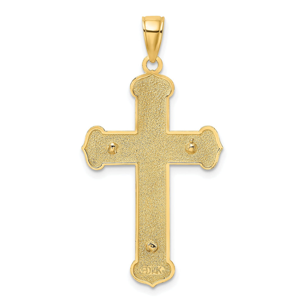 14K Two-tone Engraved Crucifix Charm