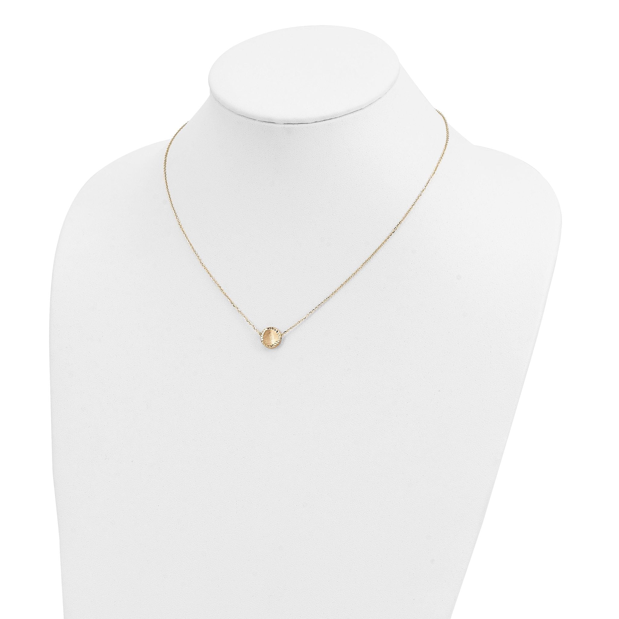 Sophia Jewelers 14K Gold Circle Necklace with Polished Brushed Finish