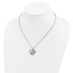 Brilliant Gemstones Sterling Silver with 14K Accent Rhodium-plated Amethyst and White Topaz and Diamond 18 Inch Necklace with 2 Inch Extender