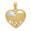 14K Gold Rhodium Heart Pendant with American Flag Design