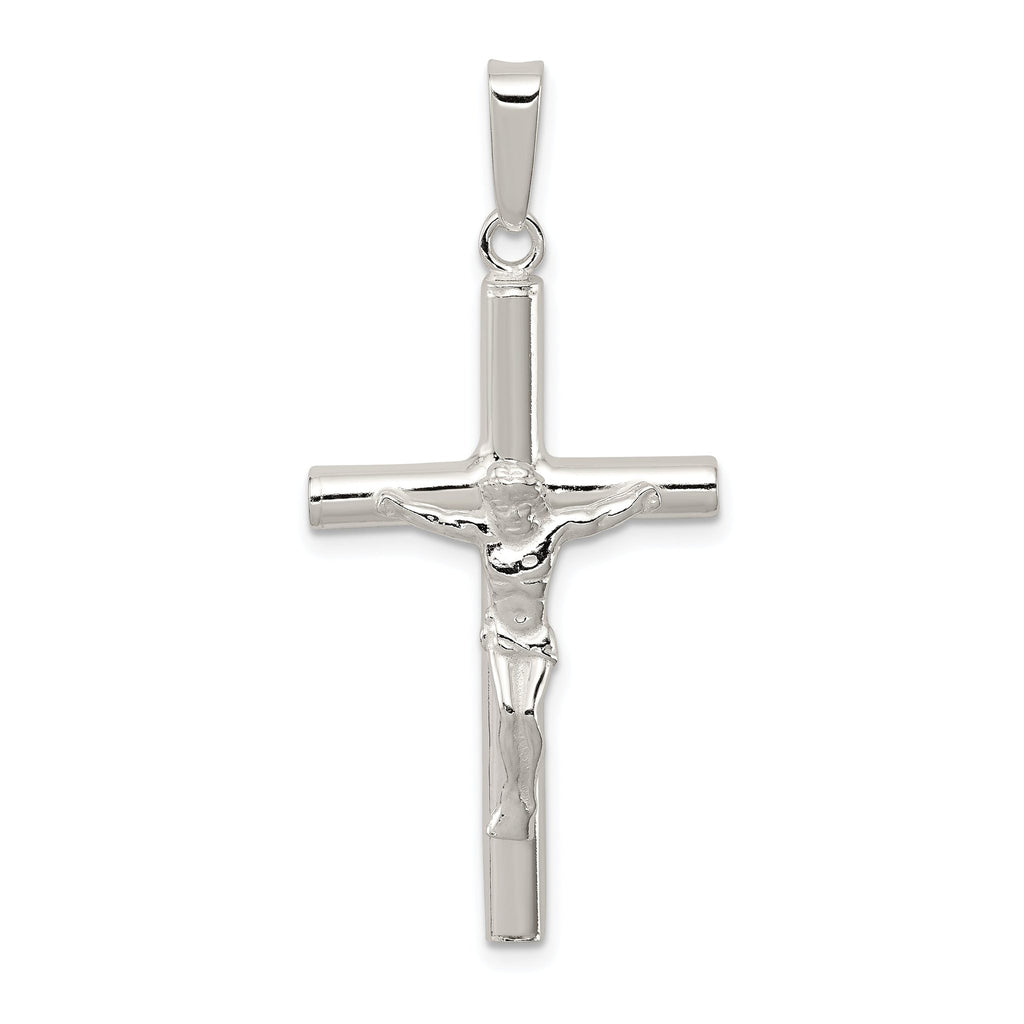 Sterling Silver 925 Polished Hollow Crucifix Pendant with Anti-Tarnish Finish