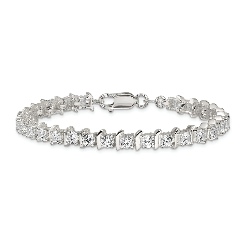 Sterling Silver CZ Fancy Polished Bracelet