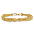 14K Textured Woven Mesh Fancy 7.5 inch Bracelet